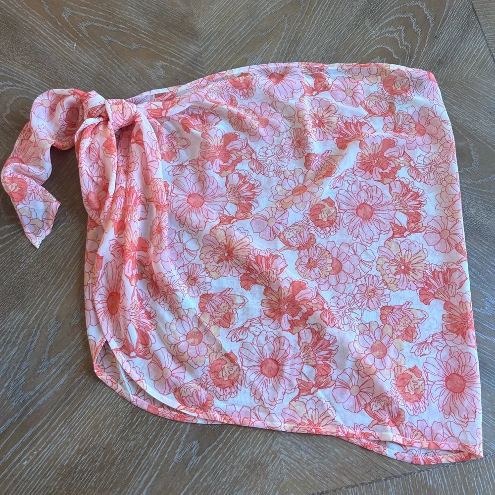 Shade & Shore Pink Floral Swim Sarong XL